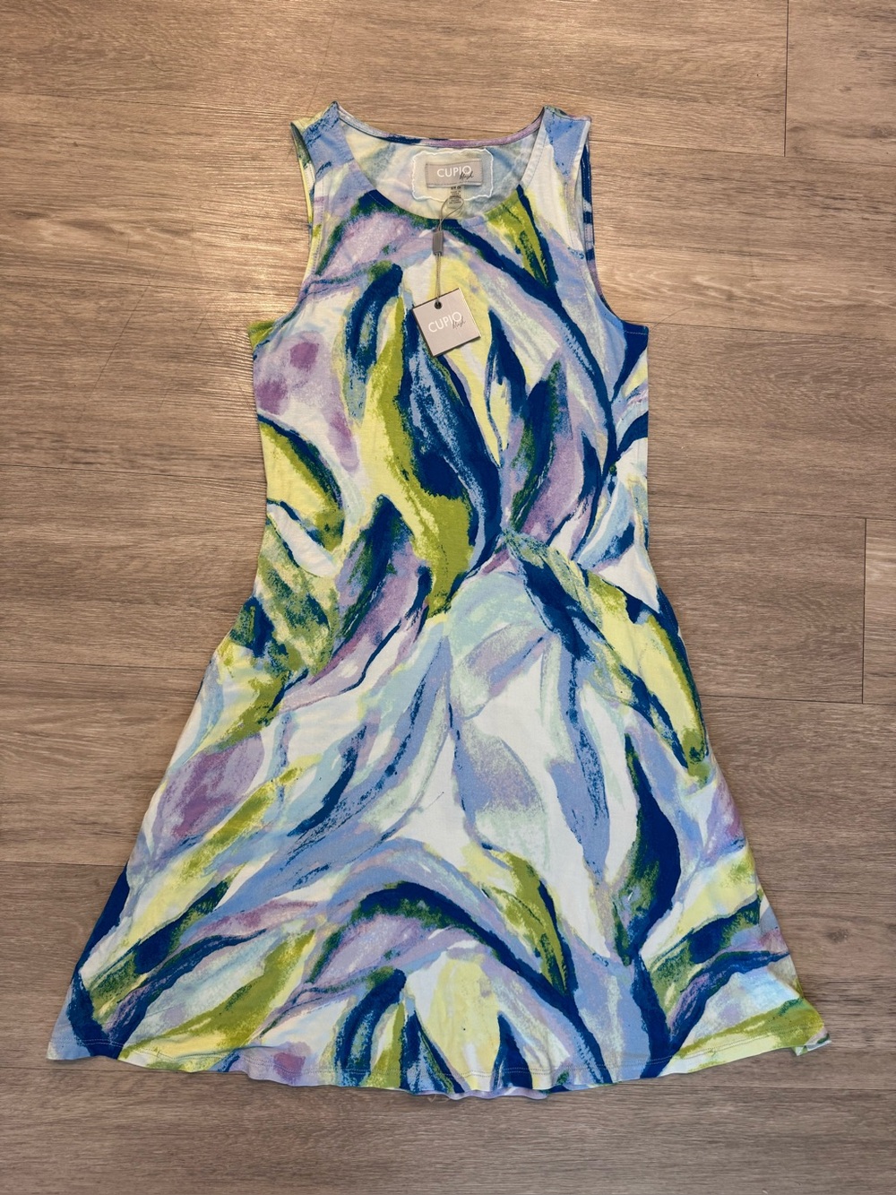 Cupio Painterly Print Tank Dress - Blue, Green & Purple